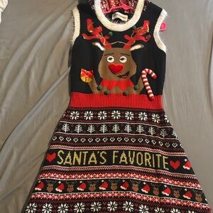 Santa's Favorite Reindeer Kids Costume Dress for a girl aged 7 to 8 years